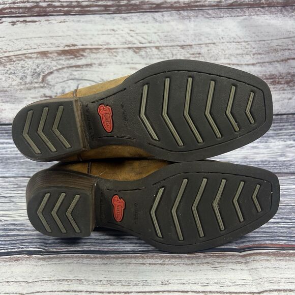 Justin Sevana Brown & Green Leather Square Toe Western Boots SVL7312 Women’s 9 - Picture 6 of 7